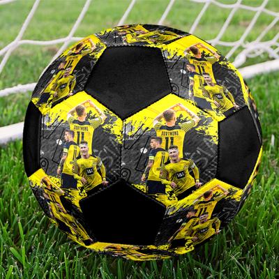 Marco Reus Printed Size 5 Soccer Ball, Machine-Stitched PVC, Durable & High Bounce, All Ages Fit, Fan Merchandise, Matches & Outdoor Use.