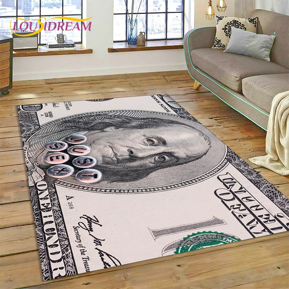 3D Rich Dollar Euro Pound Money Cartoon Carpet Rug for Bedroom Living Room Home Sofa Decoration,Children Large Decor Floor Mat