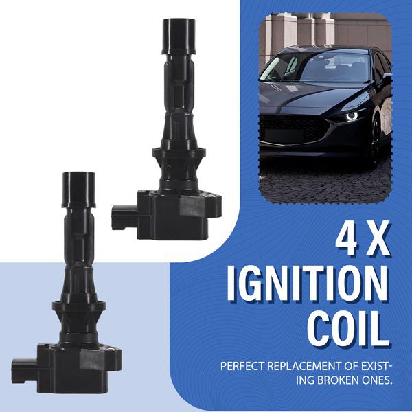 Ignition Coil: Compatible with Mazda 3, 6 GH8, MX-5, CX-7 - Set of 4 (L3G218100A, 6M8G12A366)