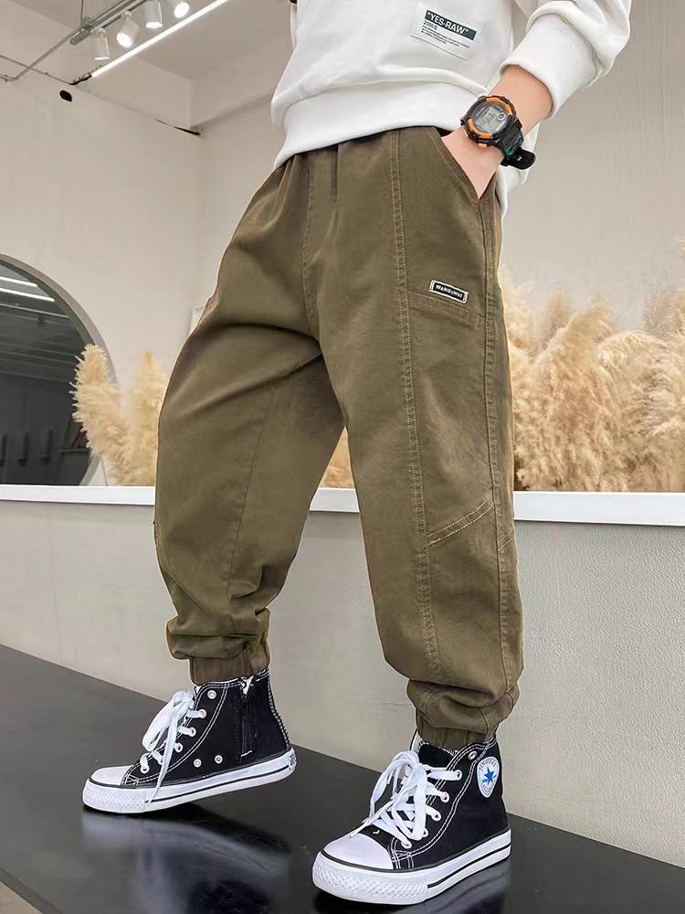 Boys' 2025 Punk Style Cargo Pants for Spring/Autumn - Junior High Student Long Pants