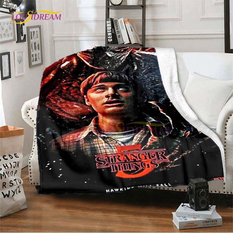 Hot Netflix Movie Stranger Things Blankets for Beds Soft Flannel Blanket Queen Size Home Decor Bedding Cover Kids Gift Picnic