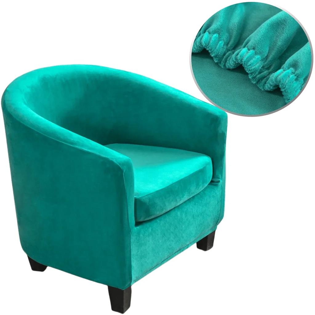 Plush Velvet Tub Chair Covers Club Chair Slipcover Cushion Cover 2-Piece Stretch Soft Washable Armchair Sofa Furniture Protector