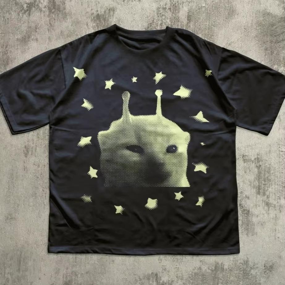 

Y2k Alien Cat Meme 2026 New Cotton Summer Relaxing T-shirt Funny Kitten Shirt Vintage Graphic Tee Weird Cats Tshirt 90s - Men... S разноцветный