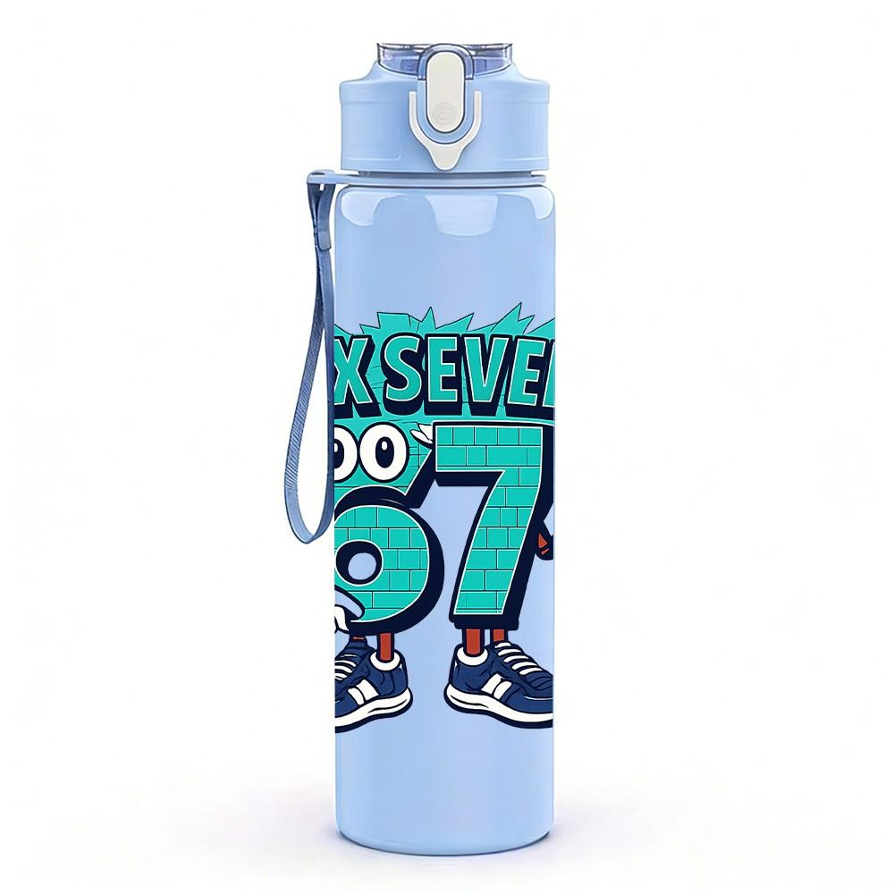 1PC Six Seven Bruh Sneaker Letter 750ml Color Plastic Sports Water Bottle Leakproof Flip Straw Lid Suitable for Sports Office Home Use