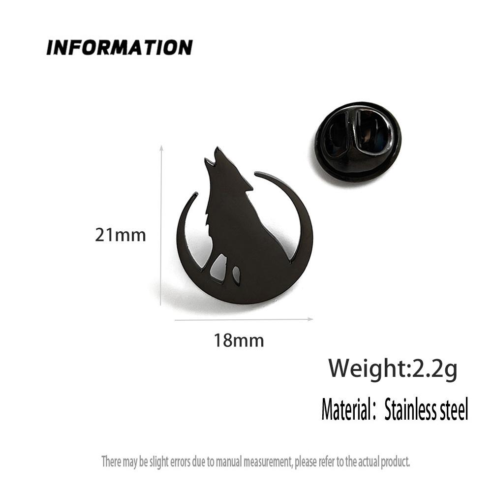 Moon Wolf Howl Gold-plated Badge, Women's Anti-exposure Buttons, Suit Lapel Pin, Collar Brooch, Formal Accessories