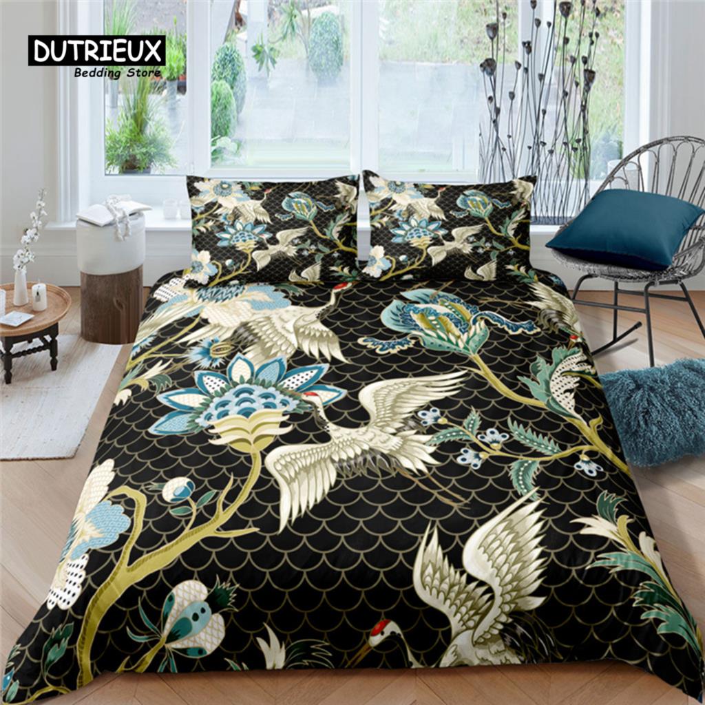 

Роскошный 3D японский этнический принт журавли 2/3 шт мягкий пододеяльник и наволочка размер Queen и King EU/US/AU детские комплекты постельного белья EU single(135x200cm)