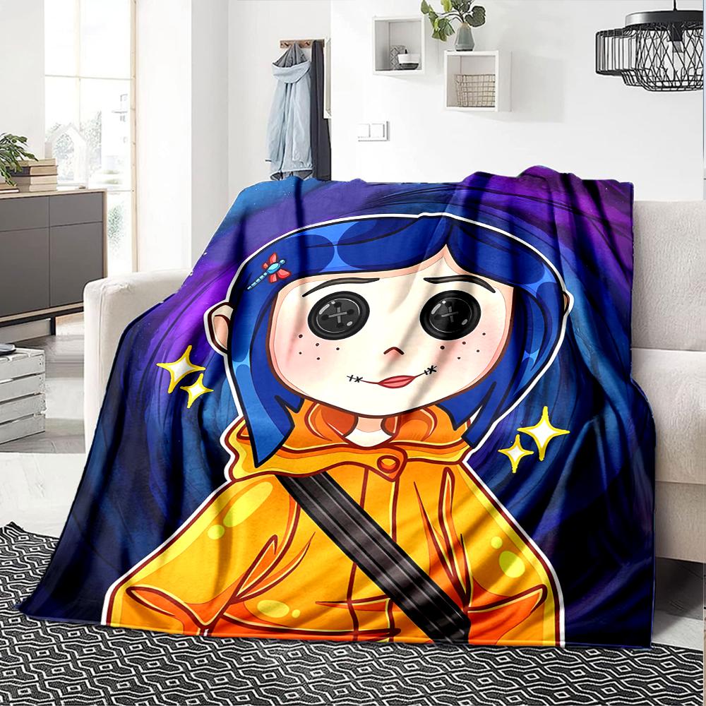 1pc Coraline Blanket, Gift, for Men and Women, Soft Blanket, Good for Sofa Bed Couch Travel, Lightweight Flannel Blanket