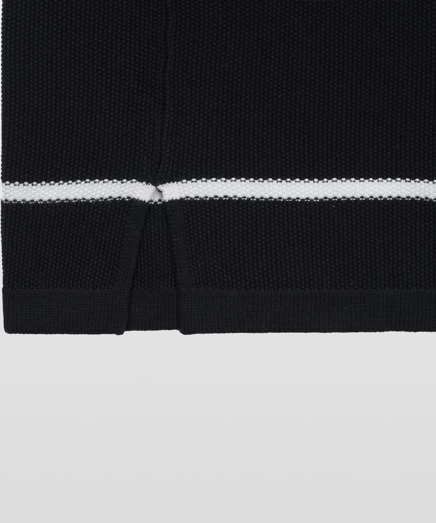 MANNERGRAM Striped Boat Neck 100% Cotton Short Sleeve Knit Black