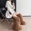 Winte Mongolian Wool Snow Boots Real Long Boots Warm Plush Platform Knee-High Boot Outdoor Furry Cute Over-The-Knee Girls Boots