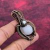 Black Mother Of Pearl Gemstone Pendant Copper Wire Wrapped Rainbow Moonstone Jewelry