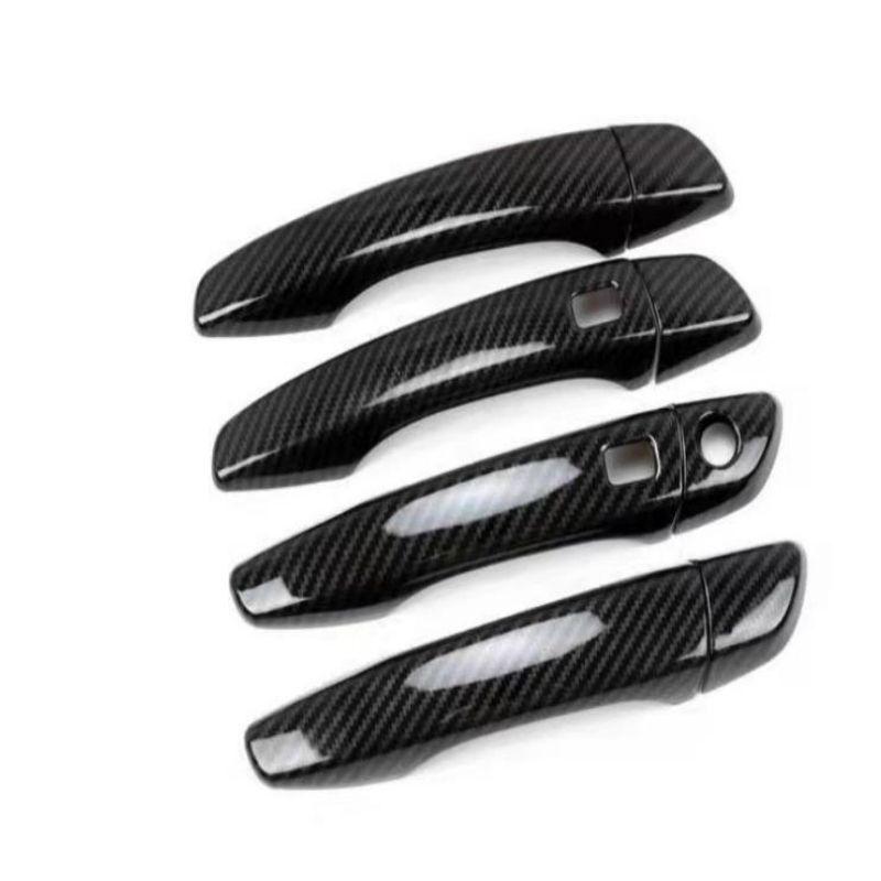 Carbon Fiber Pattern Door Handle & Bowl Decoration for Peugeot 4008/5008 - Gloss Black