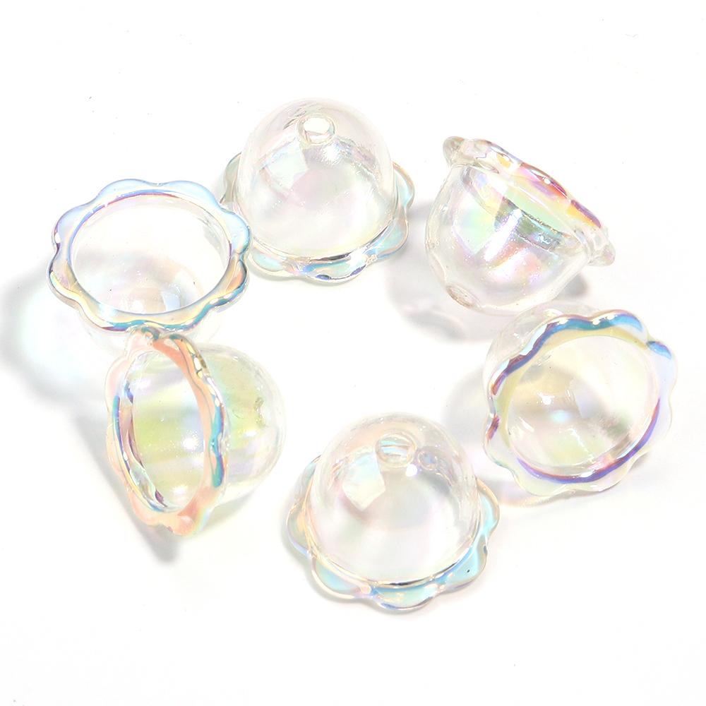 

6Pcs Flower Shape Wind Bell Acrylic Beads Colorful Bead Caps Spacer Beads For Jewelry Making DIY Keychain Car Hanging Charms белый