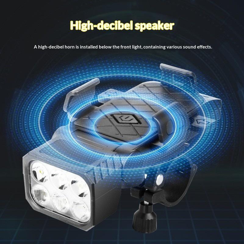 Luce Anteriore per Bici Ricaricabile USB 3-in-1, Campanello, Supporto per Telefono, Antiurto, Montaggio Universale per Mountain Bike, Bici da Strada, Ciclismo Notturno
