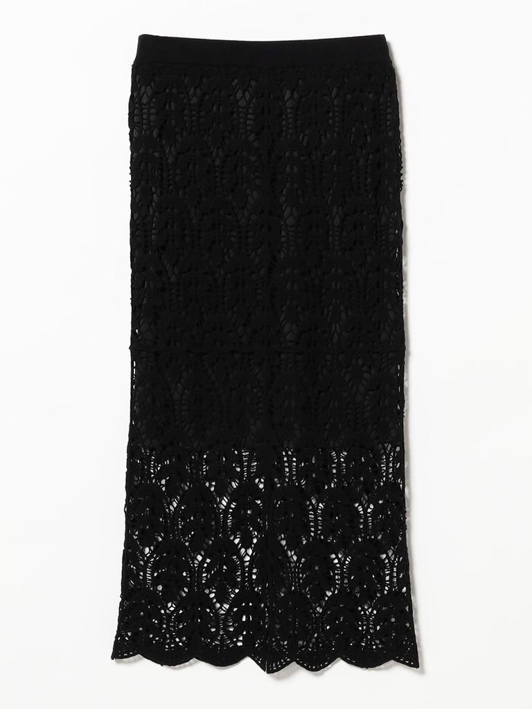 B:MING LIFE STORE by BEAMS Crochet-Style Lace Skirt (S-M) Women's Black M
