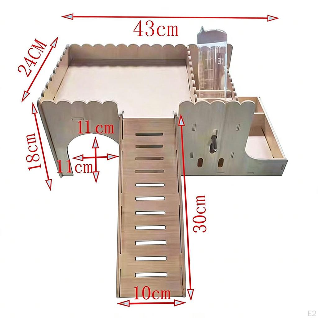Convertible Wooden Hamster House, Guinea Pig Enclosure, Chinchilla Hut, Feeding Area And Spa