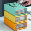 3/4Pcs Desk Storage Organizer with Clear Window Large Capacity Dustproof Stackable Office Supplies Storage Drawer Box Container