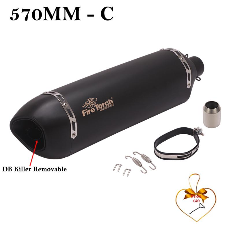 470MM 570MM Universal Motorcycle Exhaust Pipe DB Killer Muffler For Honda PCX125 150 Z900 R6 TMX530 CB500 R1 Tenere700 XTZ700