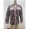 Plus Size Leopard Print Button-Up Jacket with Long Sleeves for Autumn/Winter