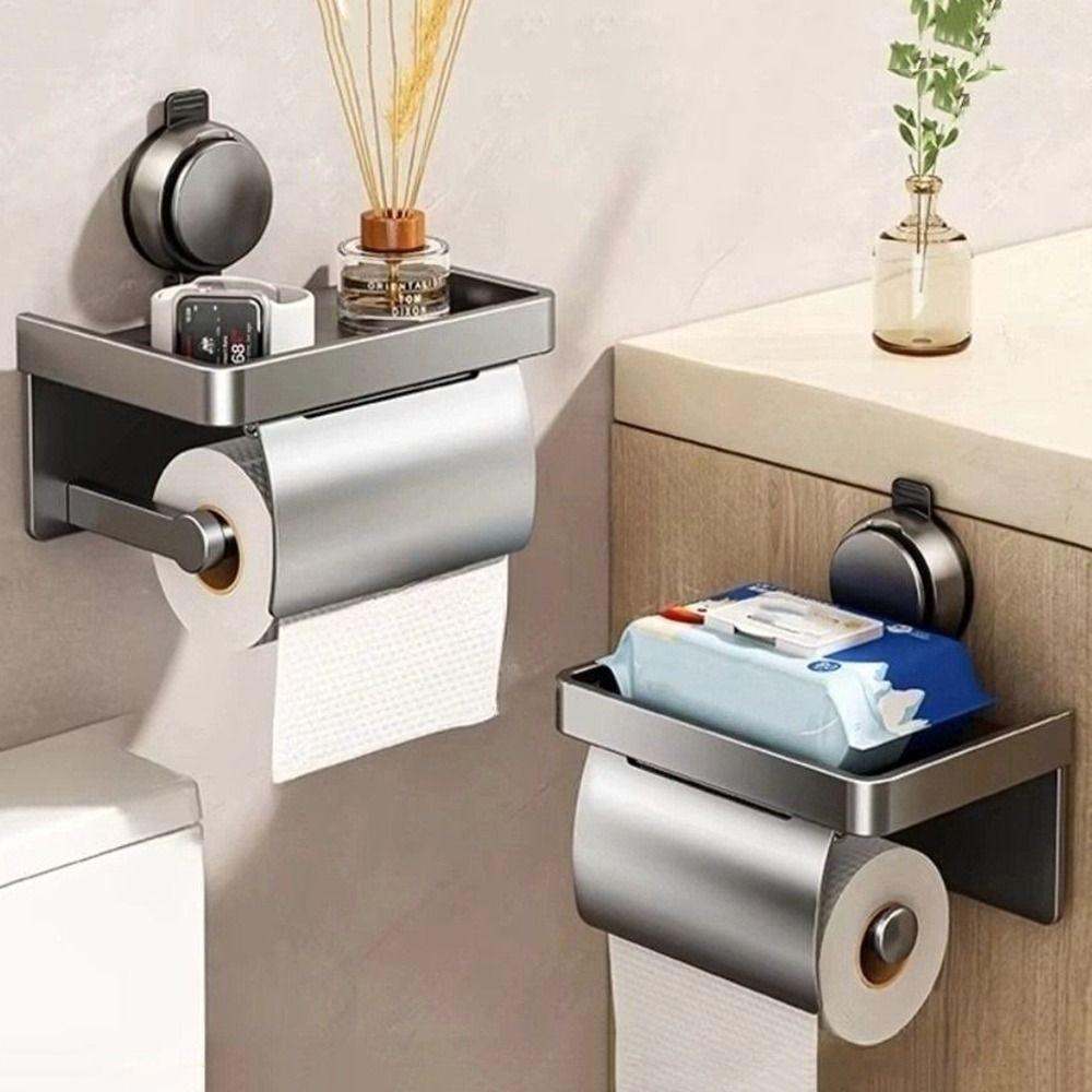 Punch-Free Toilet Tissue Box Suction Cup Bathroom Paper Holder  Kitchen