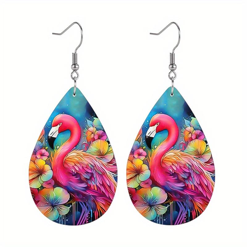 Exquisite Flamingo PU Leather Earrings Fashion Earrings Holiday Gifts for Friends Party Fashion Accessories Elegant Earrings Party Earrings