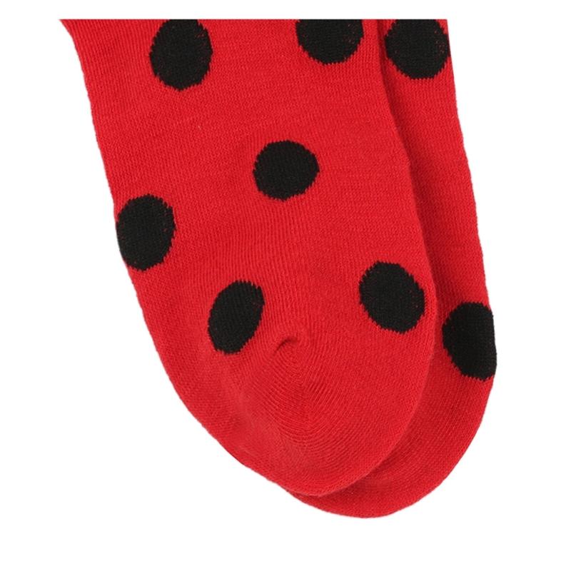 Children's Ladybird Dots Costume Socks Breathable Fabric Thigh High Long Stockings for Stage and Play 7-12 Years Old