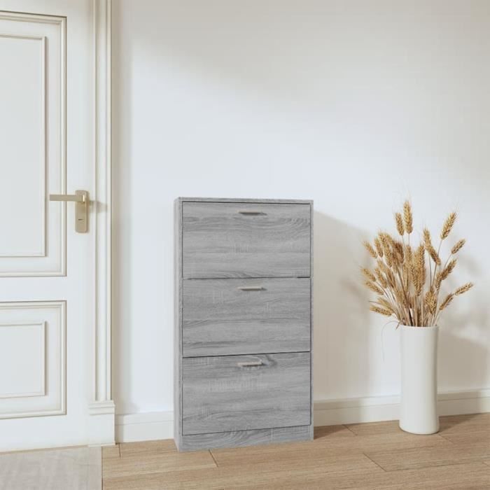 VidaXL Armoire à chaussures Sonoma gris 59x17x108 cm Bois d'ingénierie 342532