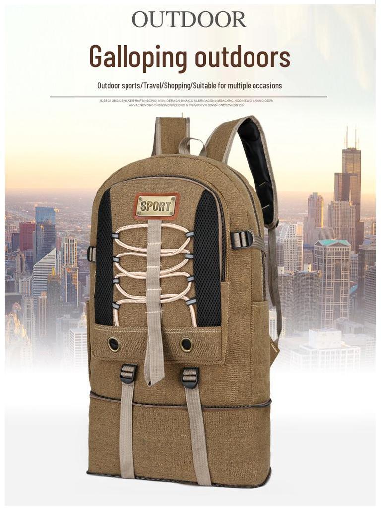 Extra Large Thick Canvas Backpack - Unisex Outdoor Hiking & Travel Bag