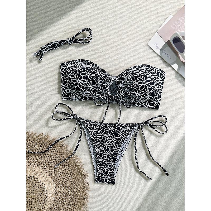 

Сексуальное бикини с принтом, с высокой талией и мягкими чашками, женский купальник, женский купальник, комплект бикини из двух частей, купальник S чёрный