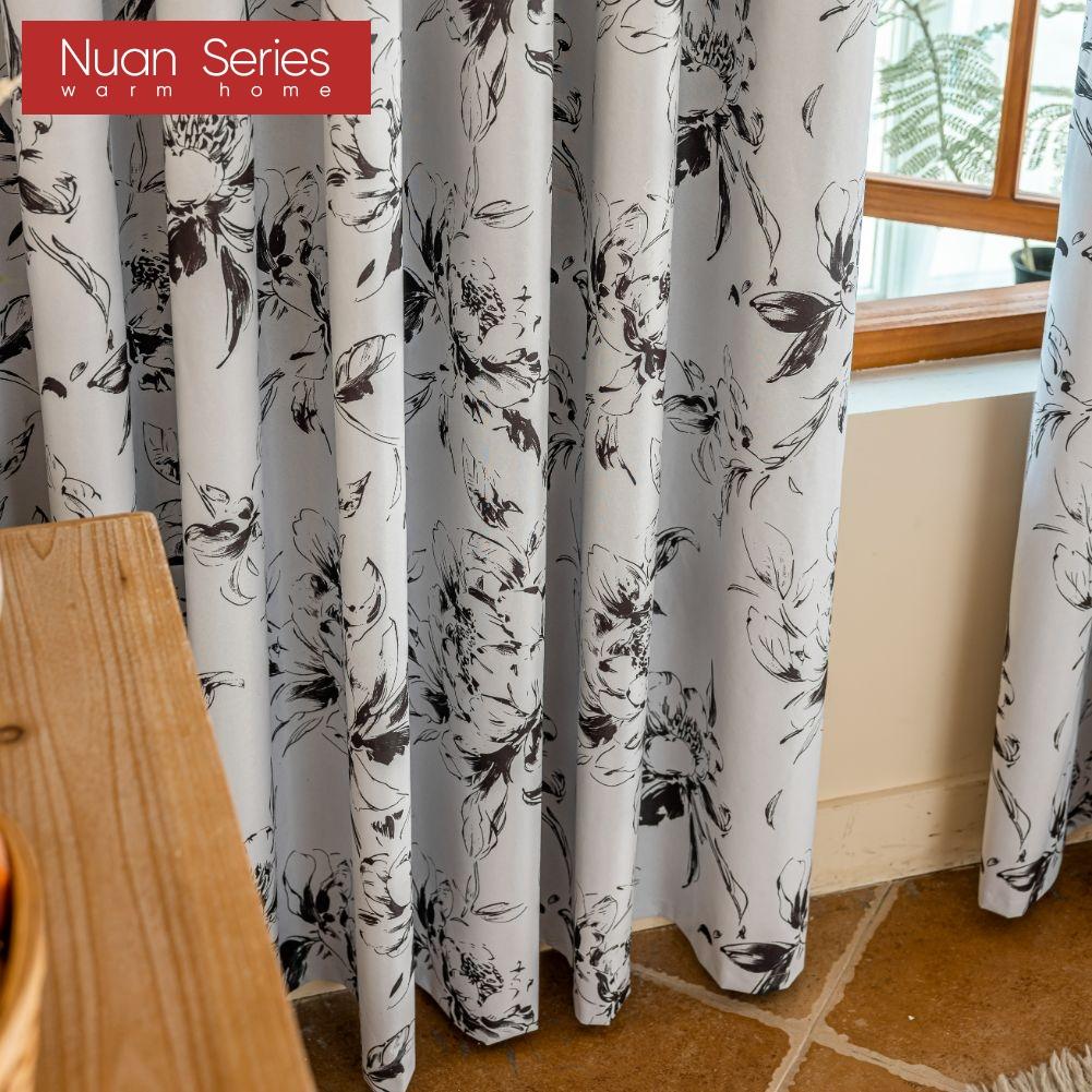 1PC Nuan Series French Retro Style Floral Printed Curtains 100% Fully Blackout Curtains for Bedroom Living Room Balcony Window for Home Decor