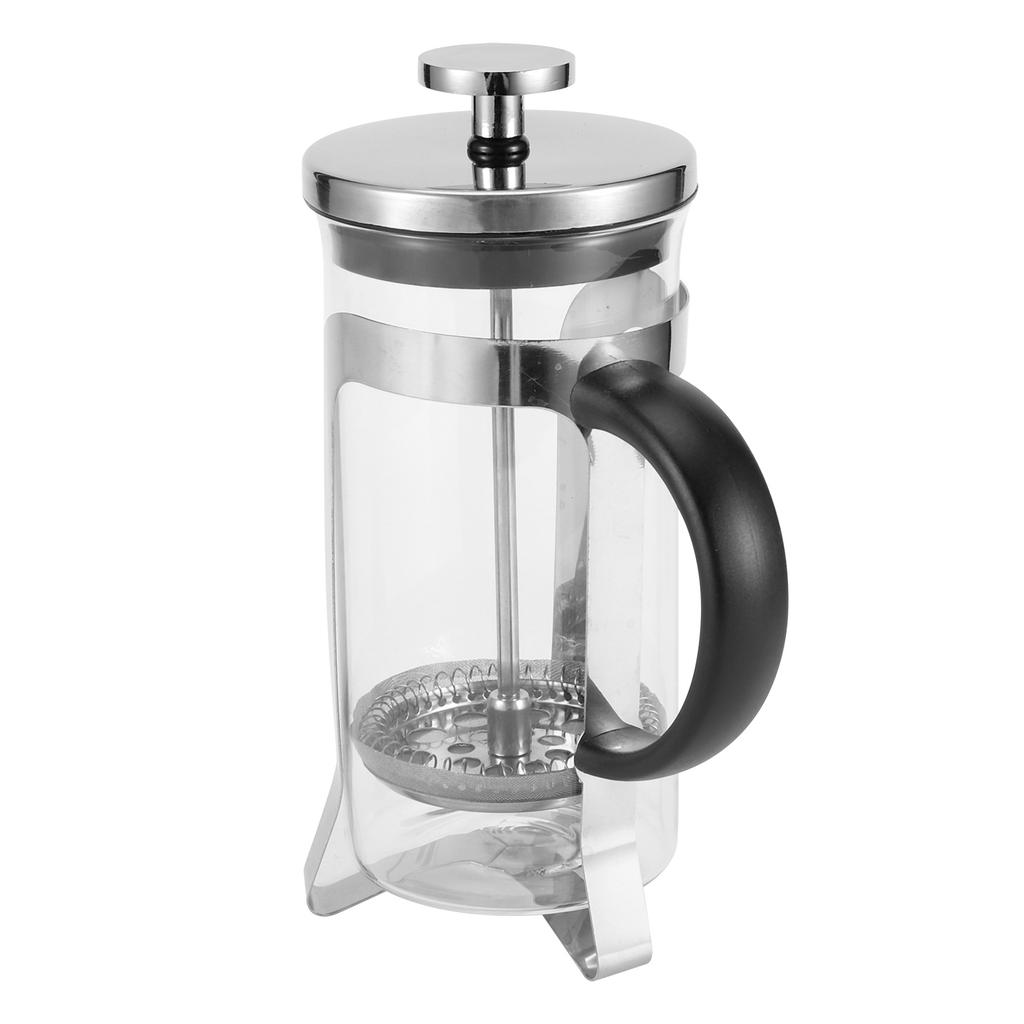 High Temperature Resistant Coffee Pot Filter Press Pot Glass Tea Coffee Maker for Household Kitchen UseSilver 350ml