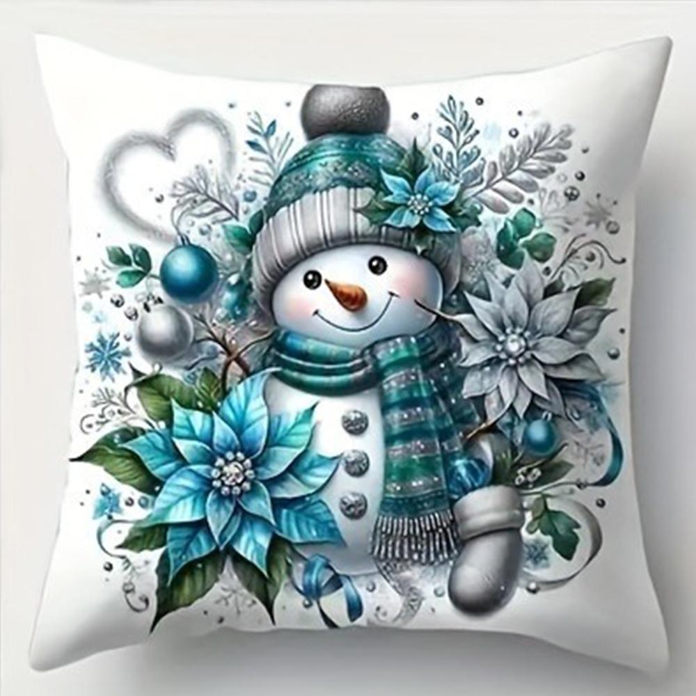 

С Рождеством декоративная наволочка Снеговик карета узор подарок гостиная диванная подушка чехол комната домашнее украшение 40x40cm