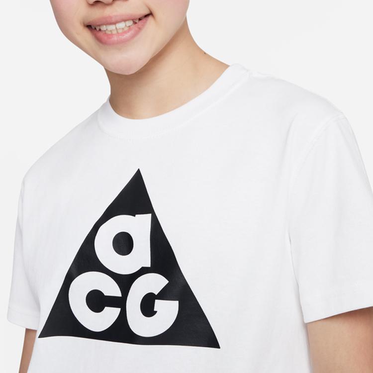 Nike ACG Letter Print Loose Fit Crew Neck Short Sleeve T-Shirt Kids Tops White FD2669-100