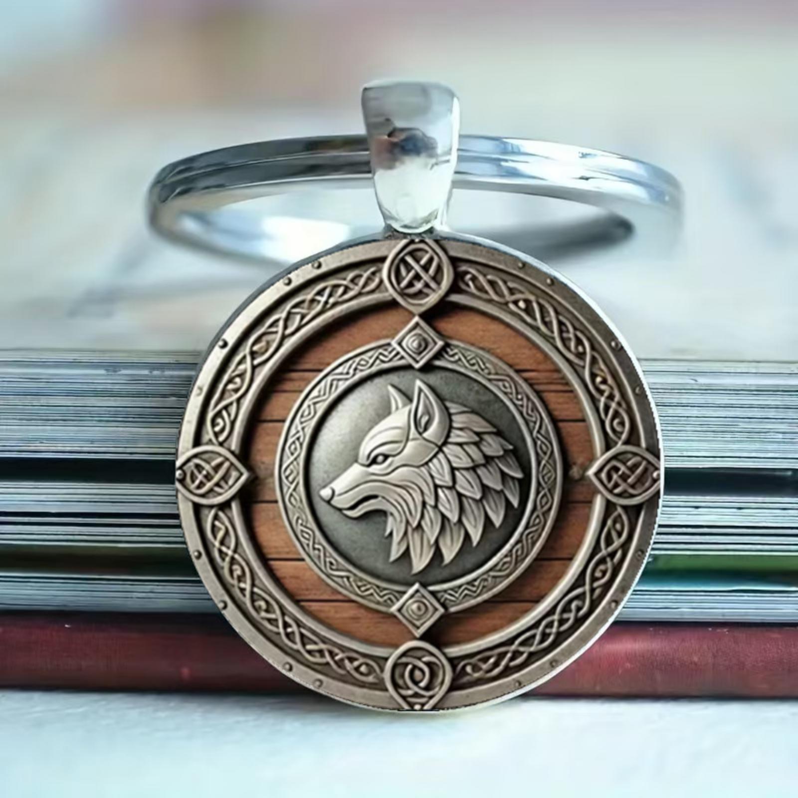 

Wolf Spirit Norse Mythology Round Glass Keychain One Size