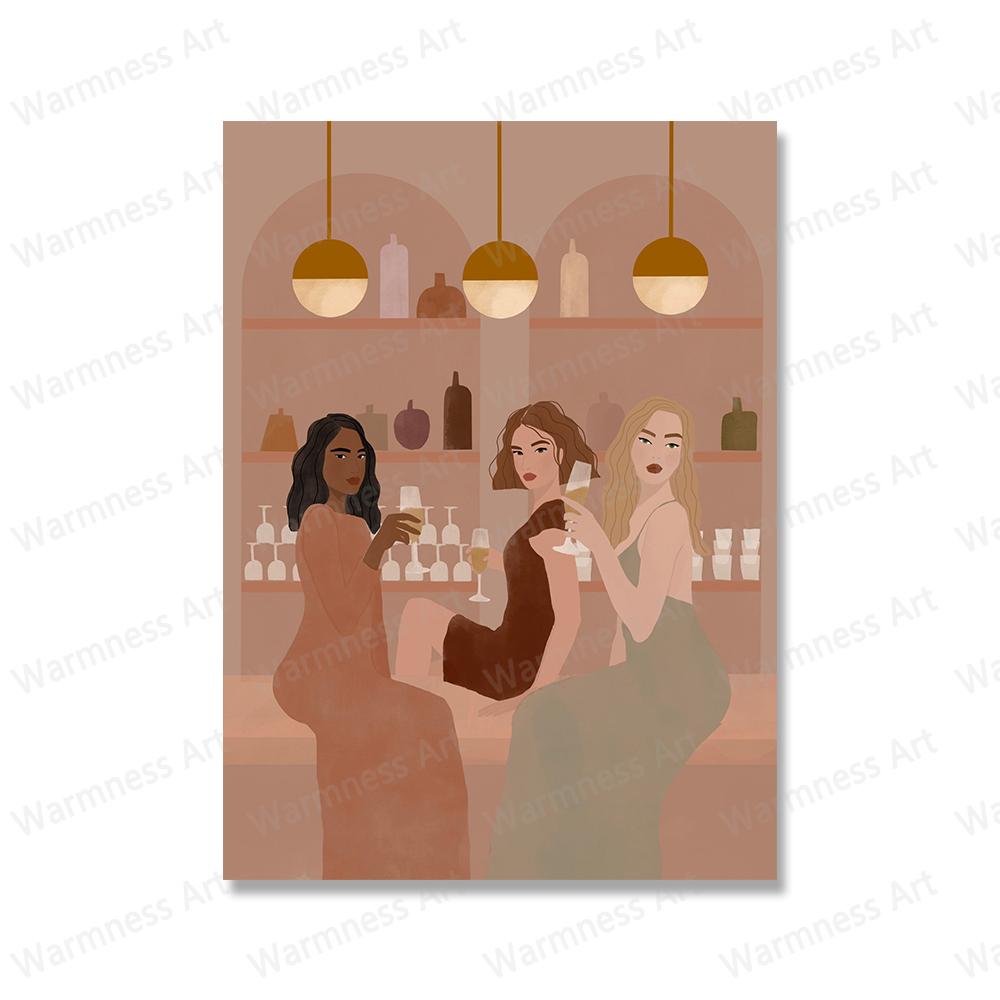 Boho Women Empowerment Wall Art Canvas Painting Female Posters And Print Black Cat with Girl Wall Pictures For Living Room Decor