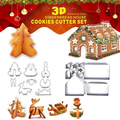 Set Tagliabiscotti in Acciaio Inossidabile 8/10/18/24 Pezzi Design Forma 3D Modelli Vari Stampo per Biscotti Festivi Regalo di Natale Strumento per la Cottura