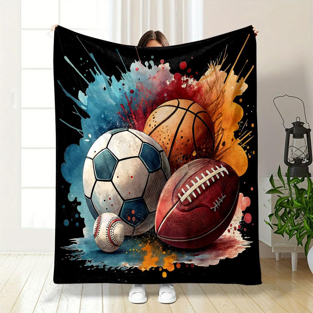 Sports Ball Splash Artwork print blanket soft and cozy perfect for the living room bed sofa or a nap,gift