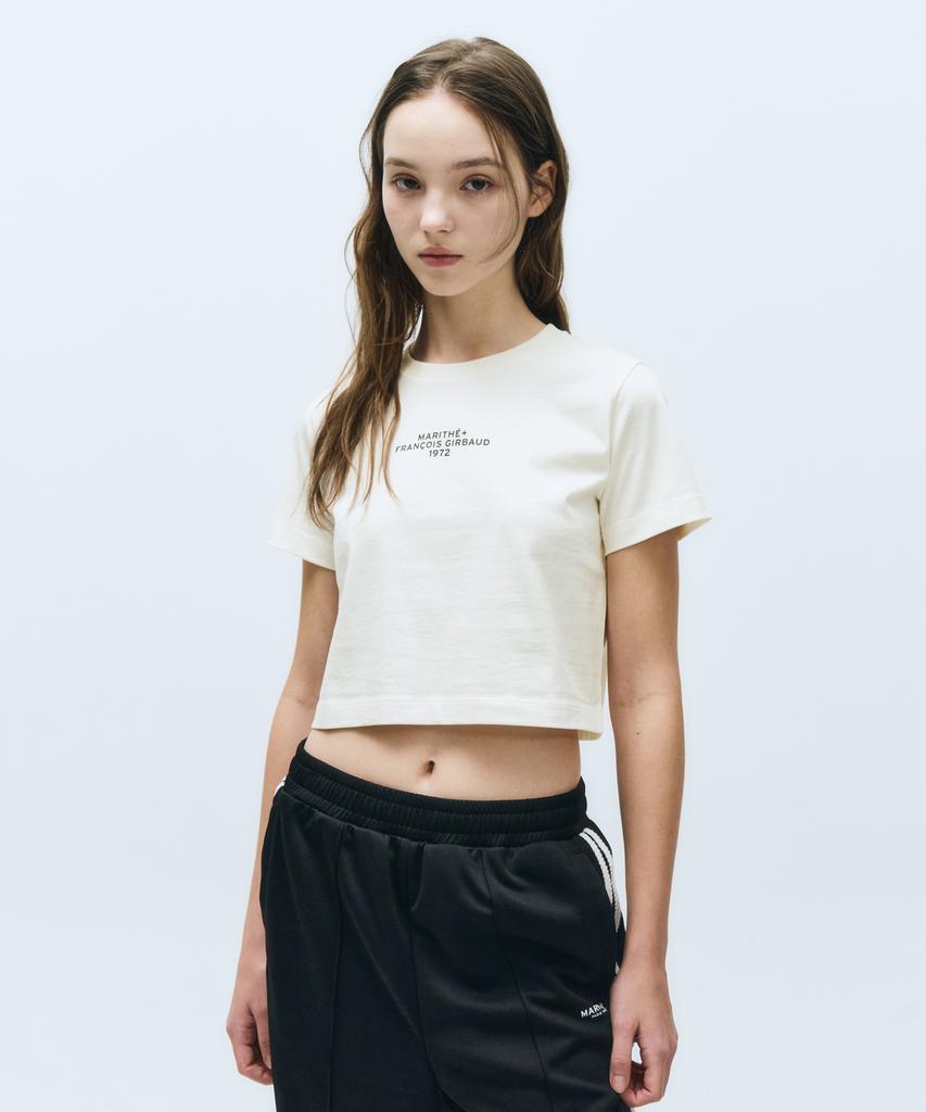 Malittepeulangsowajeobeo W Lettering Crop Tee Ivory