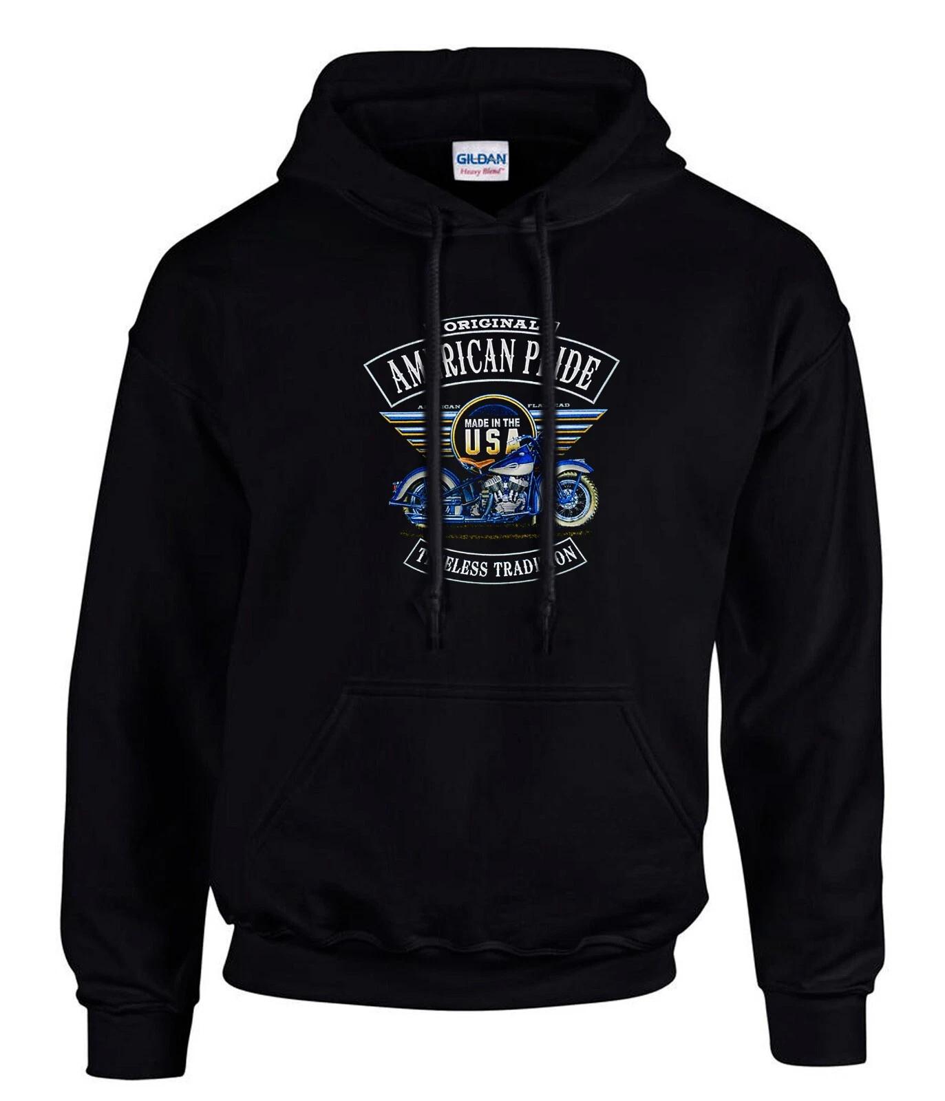 Vintage Biker Panhead American Pride Schwarz Hoodies Kapuzenpullover -3386-SW XXXXL