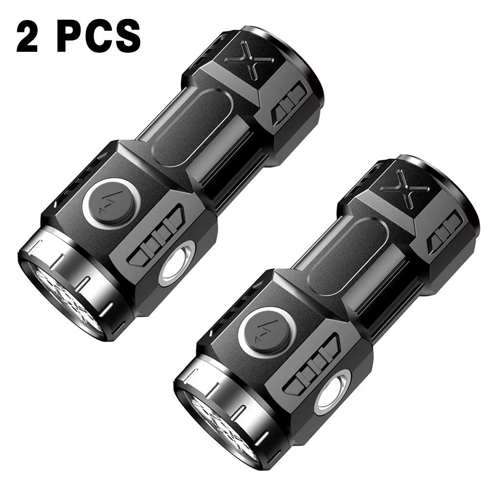 New Ultra Bright Flashlight 6*P35 LED Mini Outdoor Powerful Torch USB Rechargeable Waterproof Light With Magnet Emergency Lamp