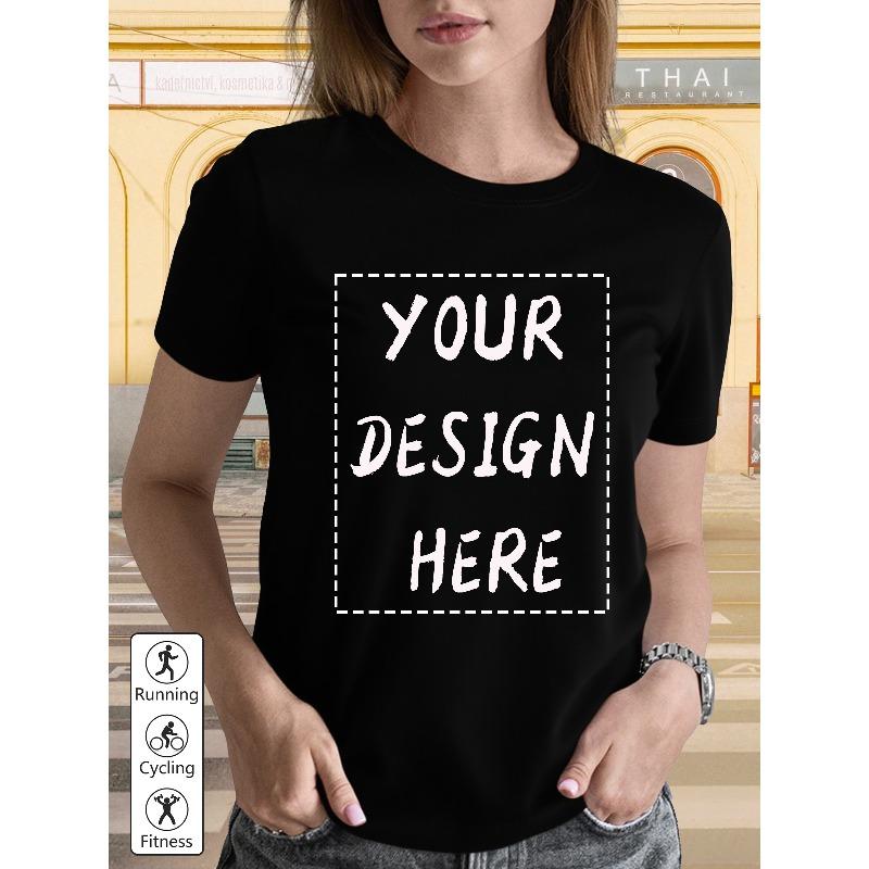 

European sizes Customizable Image And Text Printed Women S Casual Short-Sleeve T-Shirt - Black And White Top 4XL