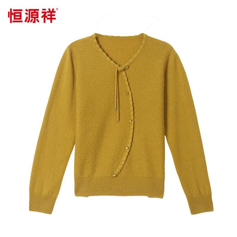 Hengyuanxiang 100% Wool New Chinese Style V-neck Knit Sweater