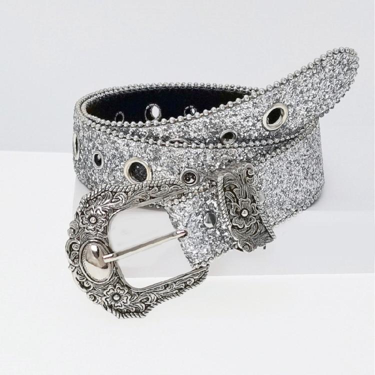  Girl Waistbelt Women Decorative Belt for Pants Skirt Fashion Shimmering Belt Subculture Belt Elegant Sequined Belt