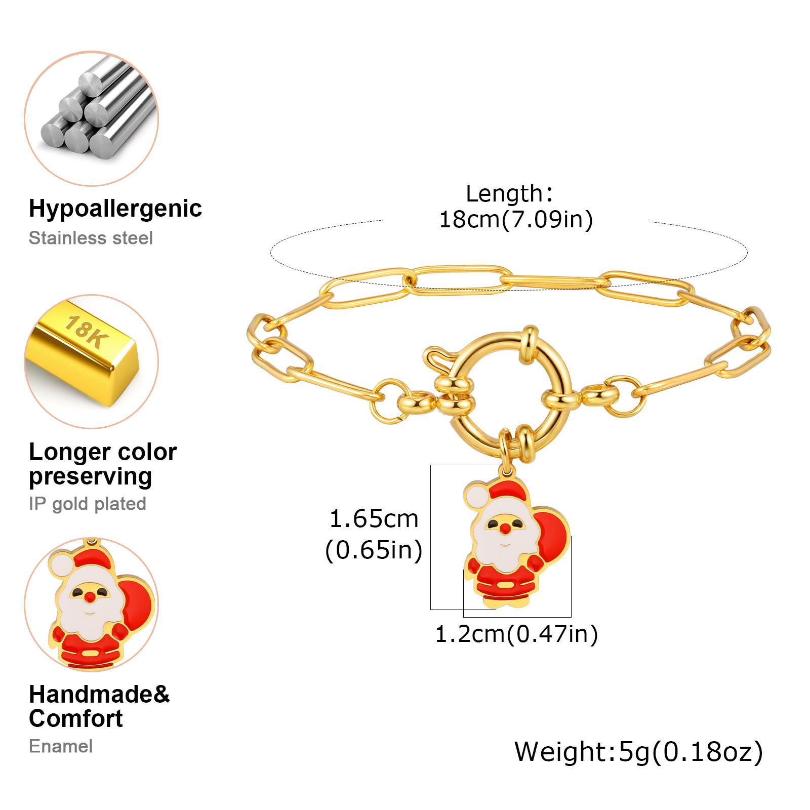 

Charms Christmas Themes Bracelet Women, Xmas Holiday Jewelry, Adjustable Stainless Steel Gold Plated Toggle Clasp Link Bracelet