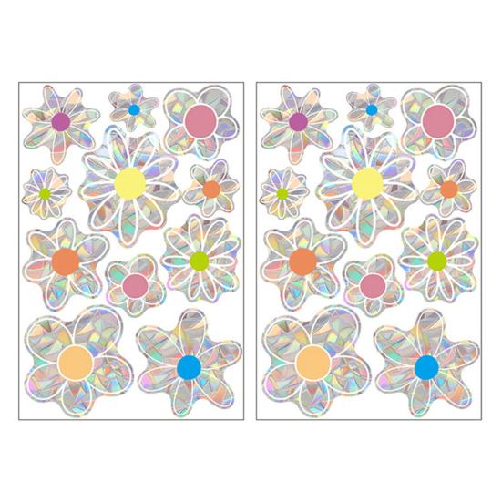 

2 Sheets Flowers Window Clings to Prevent Bird Strikes Anti-Collision Static Window Decals Iridescent Prism Decorative Window Sticker for Home A