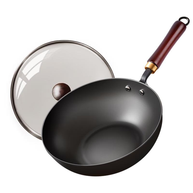 CHIGO Zhangqiu Hand-Forged Fine Iron Wok with Lid