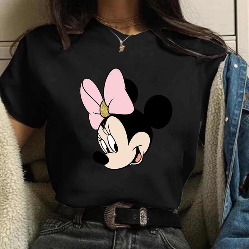 Y2k 90s Fashion T Shirts Gothic Fashion Mickey Tshirt Minnie Mouse Print T-shirt Women T Shirt Female Clothes Kawaii Disney