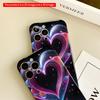 2DFlat Neon Heart Glow Phone Case All inclusive film hard iPhone case, compatible with iPhone 18 Pro Max 17 16 15 14 13 12 11
