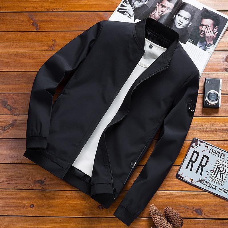 Jarní a podzimní pánská bunda Kabát Jednoduchý Pevný Baseball Zip Zip Kabát Cyklistický kabát