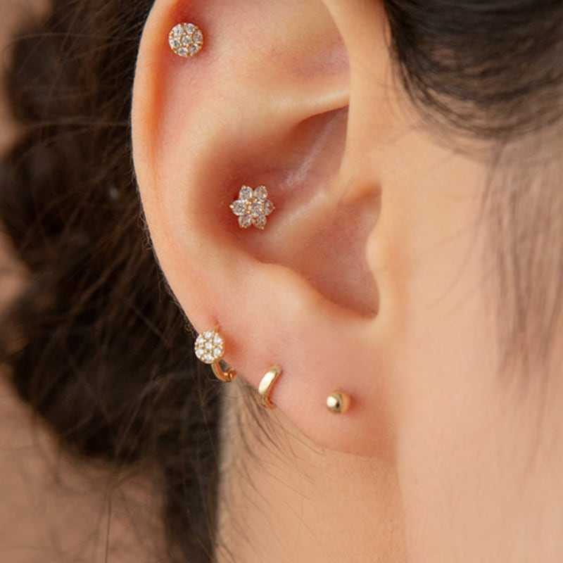 LUNNE 14k Round Cubic Piercing (14K Gold) #W13