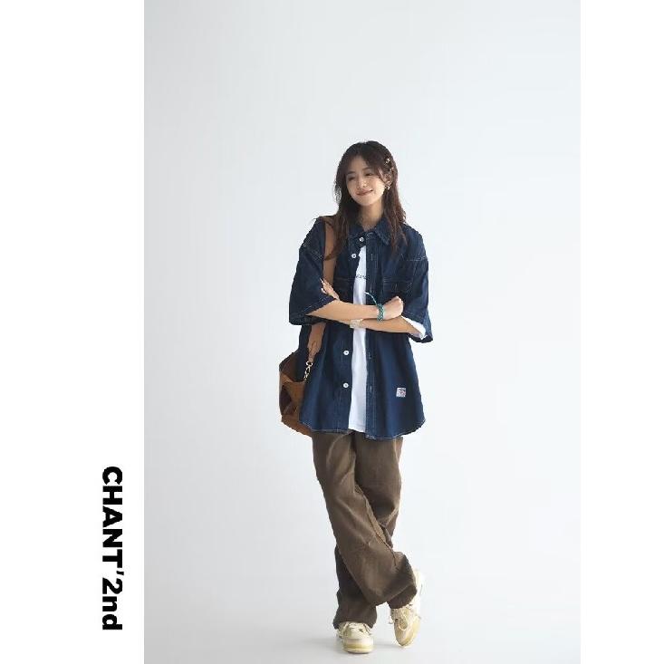Japanese Retro Fashion Brand Summer Loose Denim Short Sleeved Shirt Artistic Youth Workwear Shirt Men'S And Women'S Layered Jacket